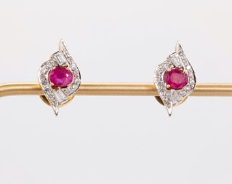 Ruby and Diamond Earrings in 18K Yellow Gold