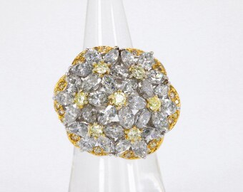 10.04 CTW Flower Marquise & Round Brilliant Diamond Ring in 18k Two-Tone Gold