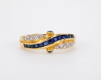 0.75 CTW Sapphire & Diamond Fashion Band in 18K Yellow Gold