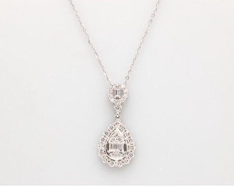 10k White Gold Diamond Pendant Necklace 0.75ctw