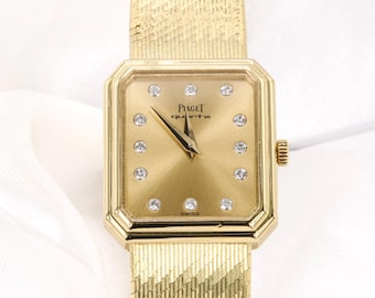Vintage Piaget Protocole 18K Gold Quartz Diamond Dial Watch Ref. 8148 B12