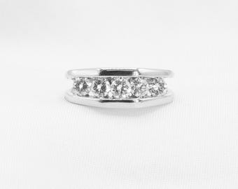 14K White Gold 1 CT Diamond Channel Wedding Band