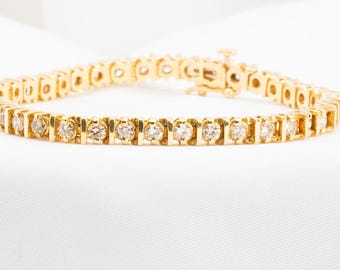 Vintage 3.54CT Diamond Tennis Bracelet in 14K Yellow Gold