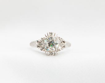GIA 1.15 Carat Old Euro Diamond in Vintage Platinum Engagement Ring