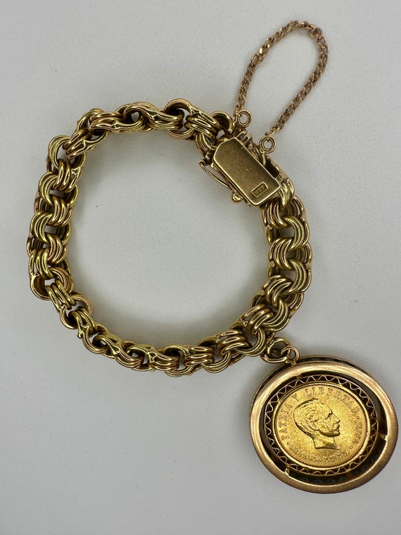 18k Yellow Gold Vintage Link Bracelet - image 2