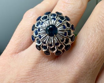 Vintage 14k Yellow Gold & Platinum Sapphire Ring