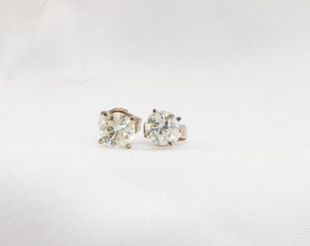 0.90CT Diamond Solitaire Stud Earrings in 14K White Gold