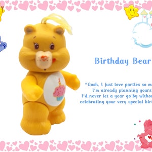 Birthday Bear vintage  Care Bear poseable 1980s Toy