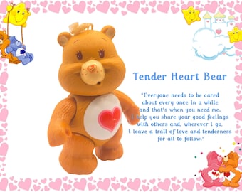 Oso cariñoso vintage de 1983, juguete articulado con forma de corazón tierno