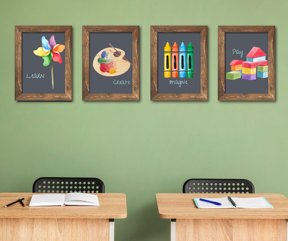 Playroom and Preschool Wall Decor learn, Create, Imagine, Play - Etsy