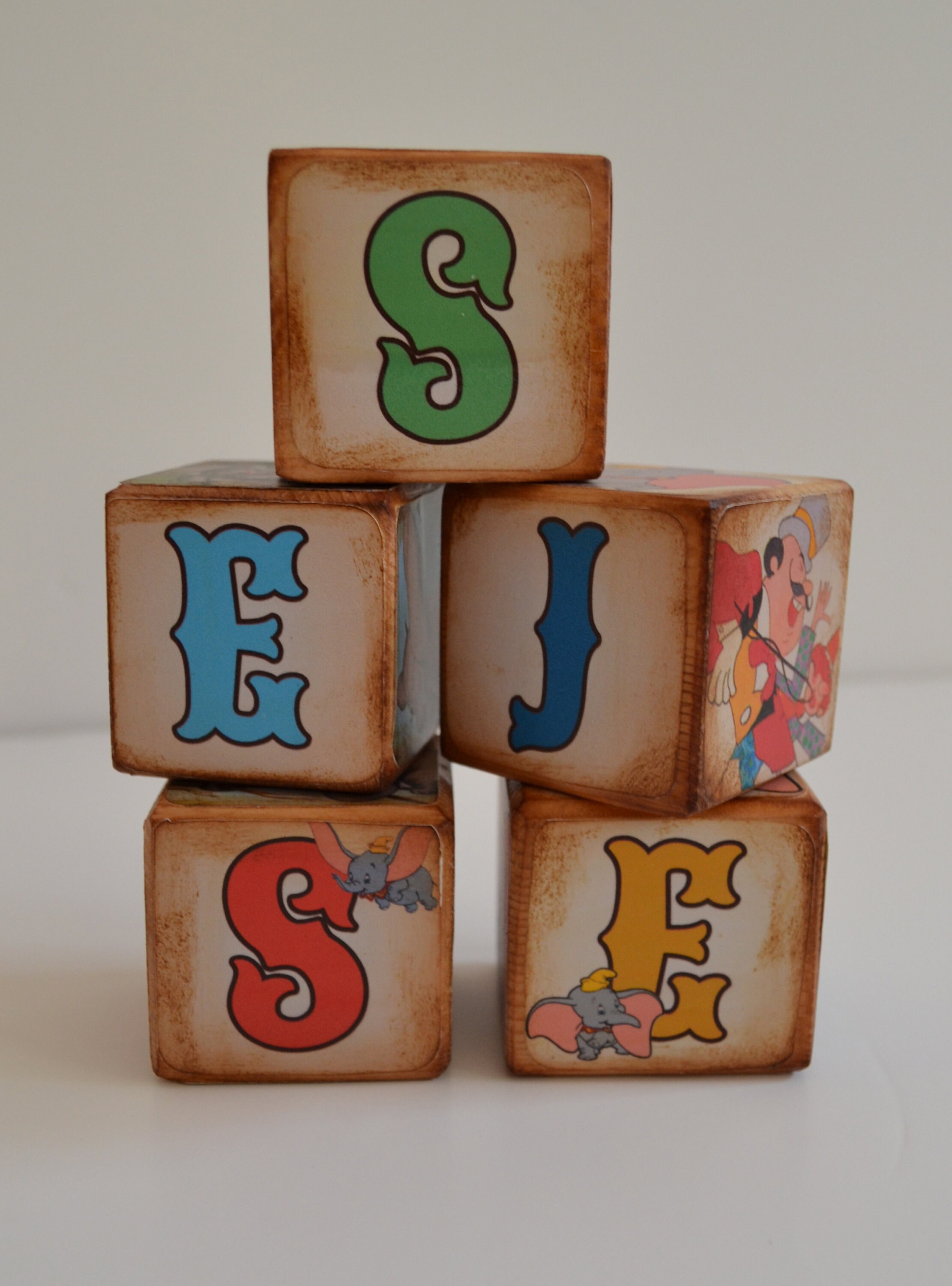 Dumbo Baby Blocks, Dumbo the Elephant, Walt Disney’s Dumbo Wooden ...