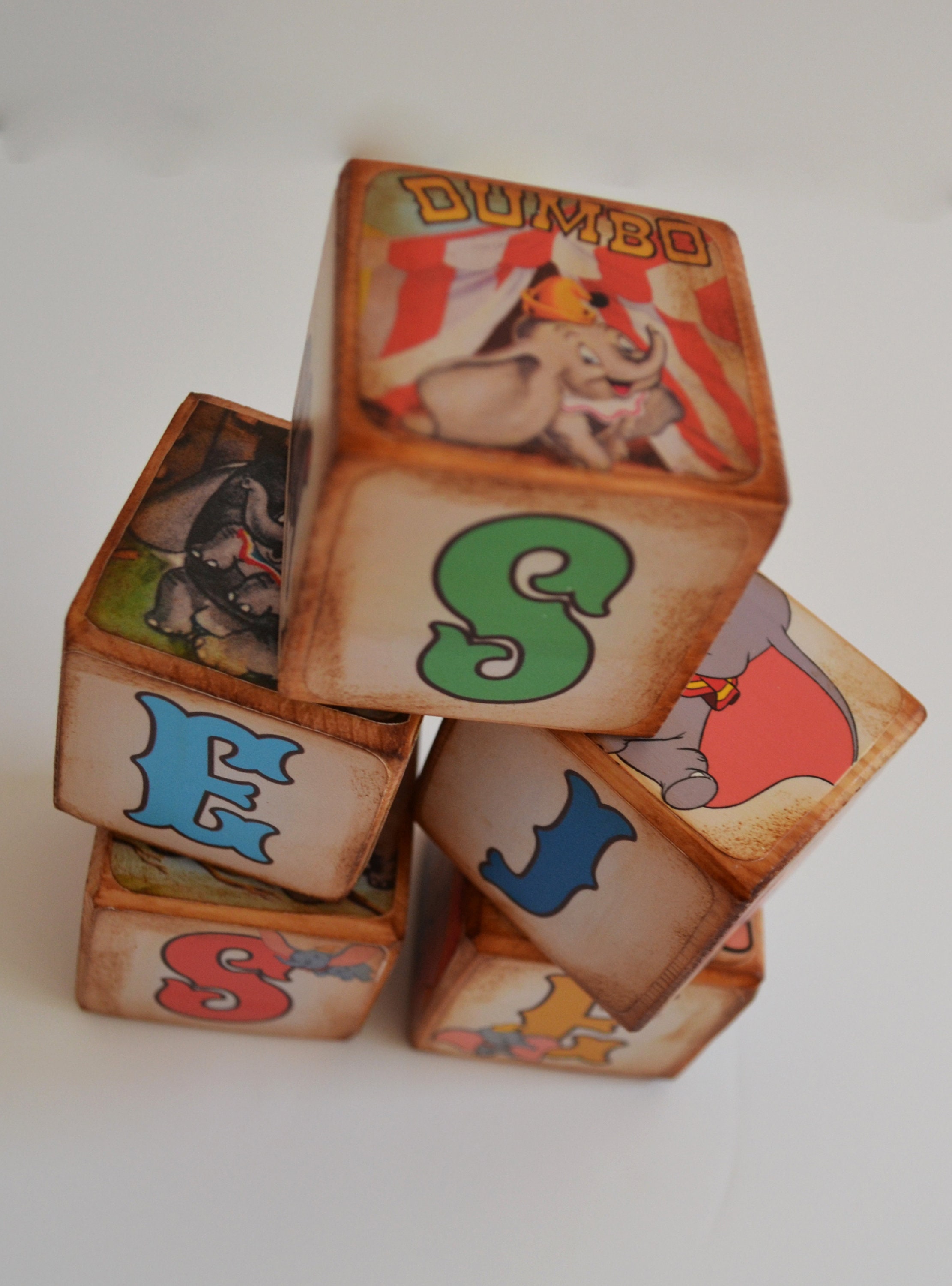 Dumbo Baby Blocks, Dumbo the Elephant, Walt Disney’s Dumbo Wooden ...