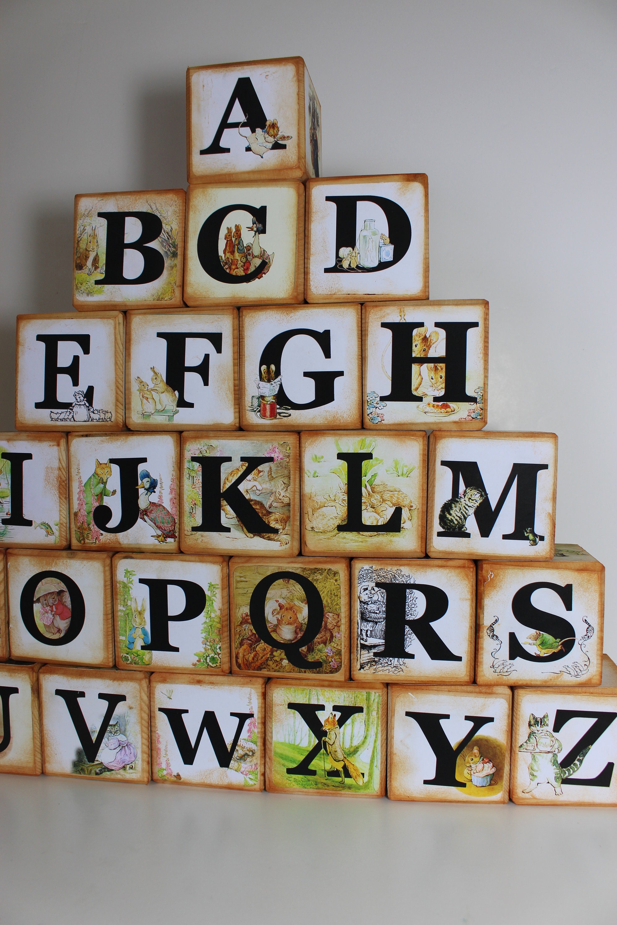 Set of 26 Alphabet Blocks, Peter Rabbit Beatrix Potter Wooden Alphabet ...