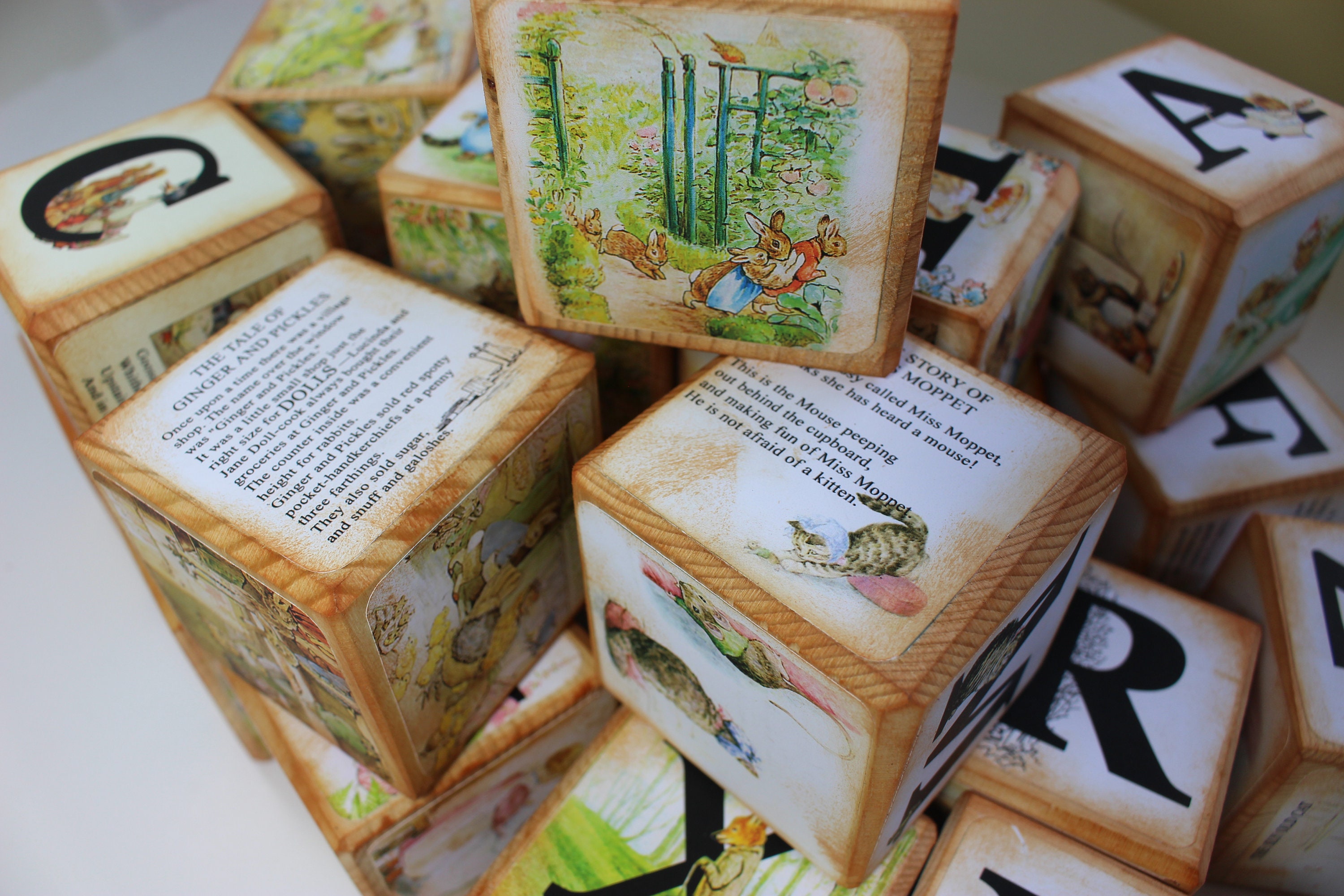 Set of 26 Alphabet Blocks, Peter Rabbit Beatrix Potter Wooden Alphabet ...