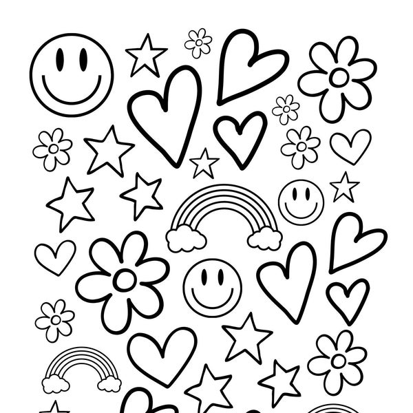 Printable Coloring Page - Fun Simple Cute - Adults Teens Kids