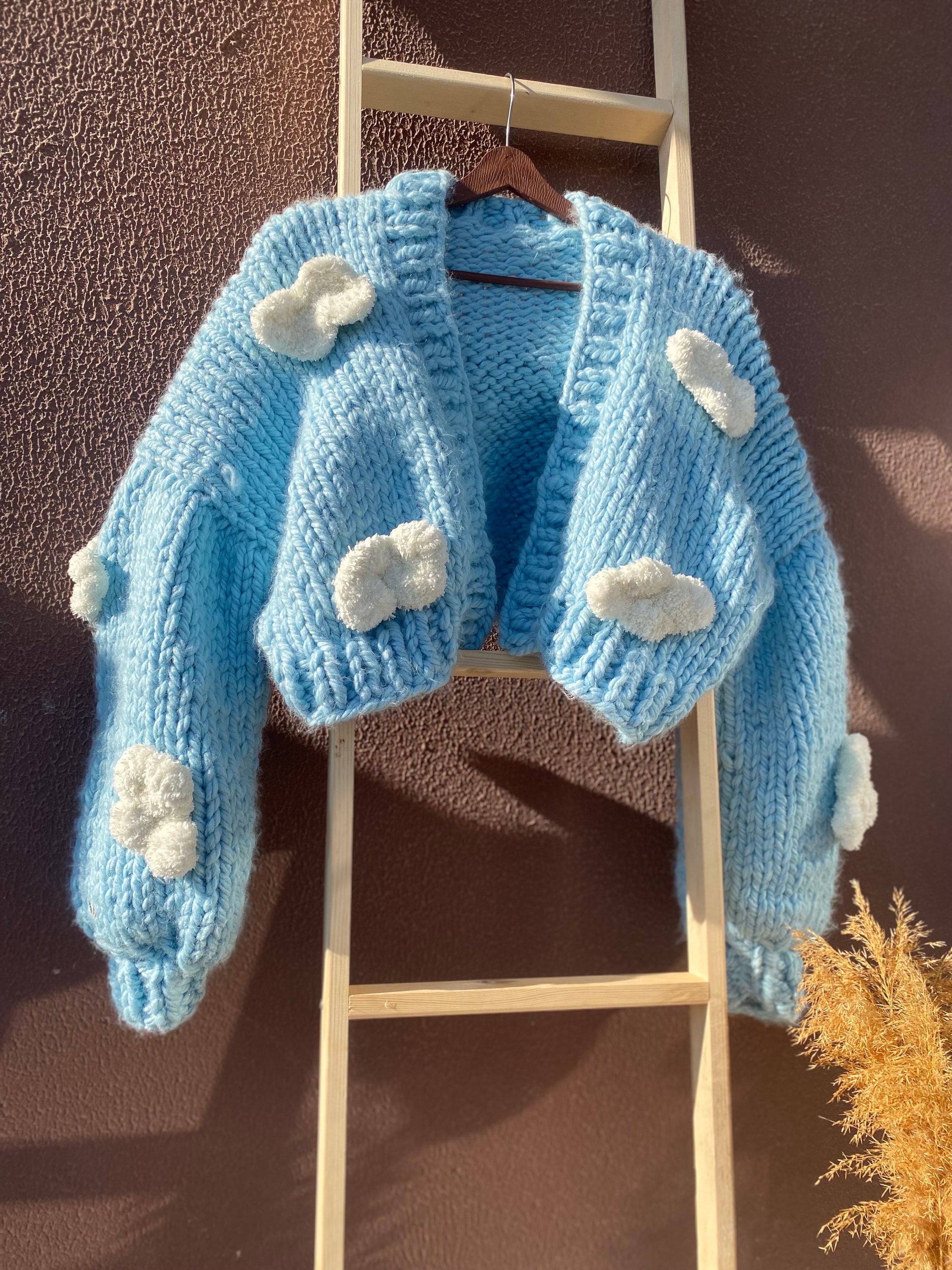 Chunky Cloud Knit Cardigan, Wool Cardigan, Hand Knit Chunky