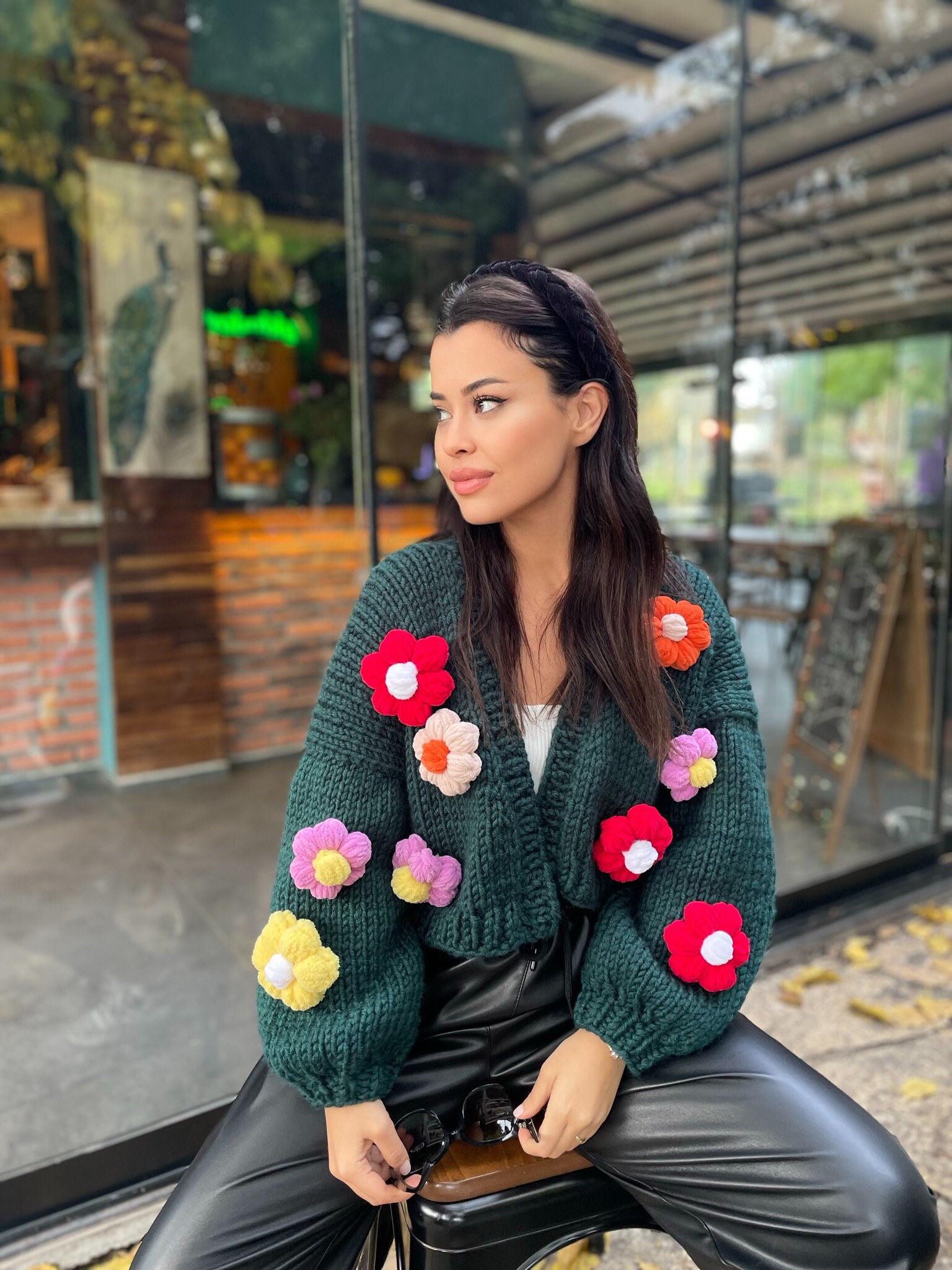 Hand Knit Chunky Wool Cardigan, Daisy Knit, Mother's Day Gift - Etsy