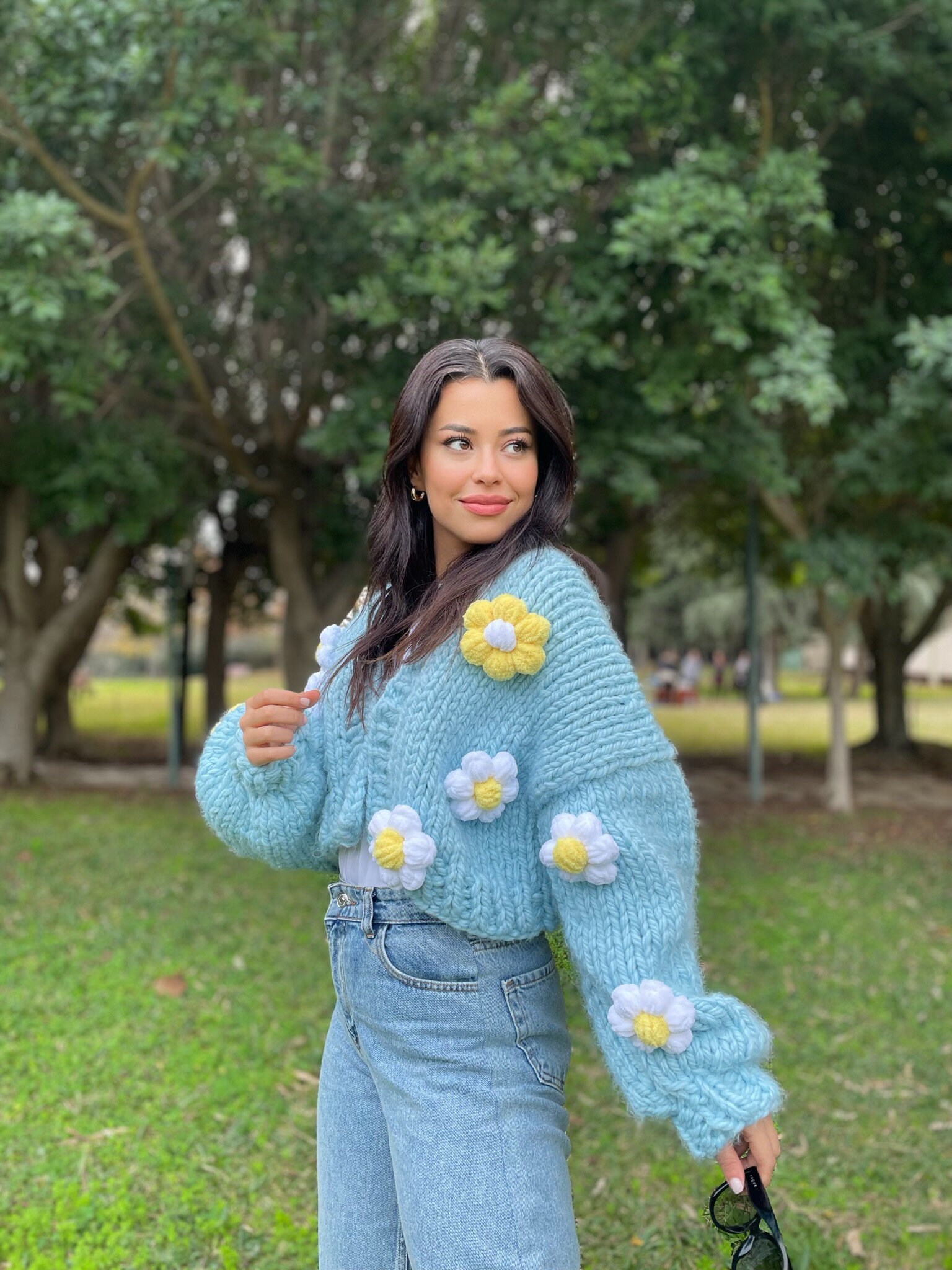 DAISYLIN KnitJacket 新品同様 DaisyHampton40 Daisy Knit Jacket, Chunky Knit Product, Handmade Daisy Pink