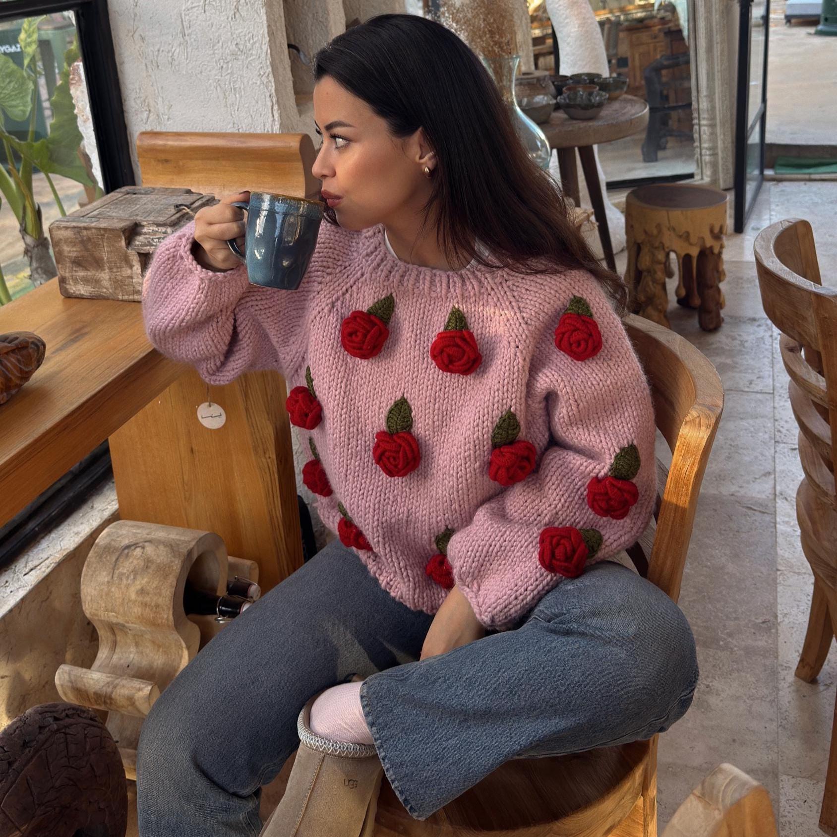 トップス Rosie flower knit tops red andmary AM1808 andmary Rosie flower knit tops red｜Yahoo!フリマ（旧PayPay