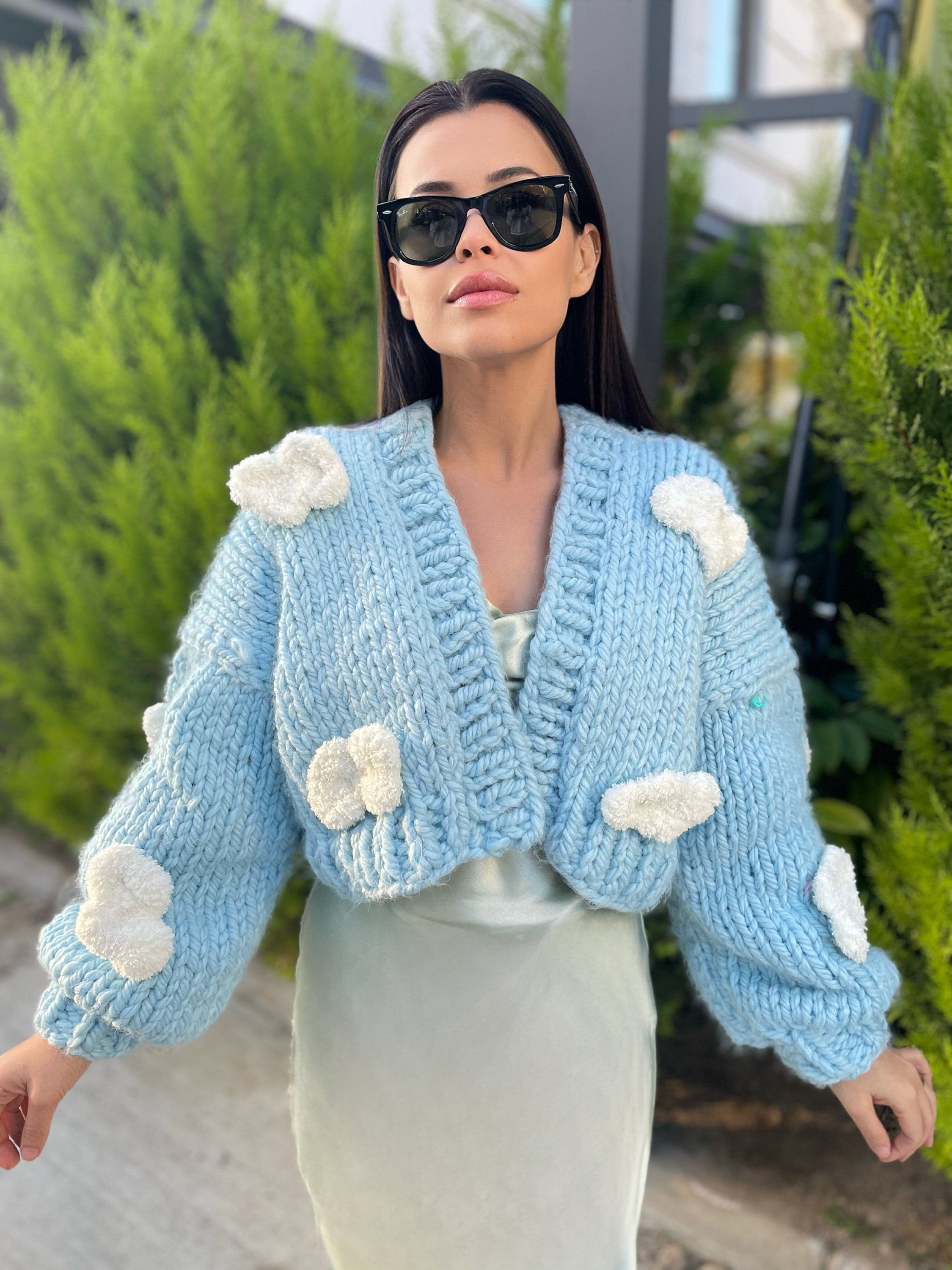 Chunky Cloud Knit Cardigan, Wool Cardigan, Hand Knit Chunky