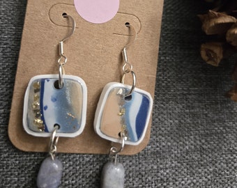 Light-weight Agate Inspired Polymer Clay Dangle Earrings