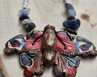 European Peacock Butterfly Pendant Necklace