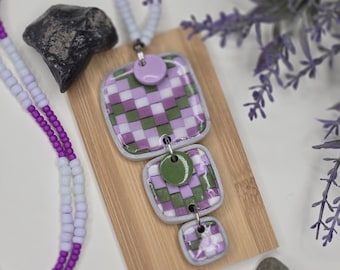 Purple & Green Bargello Necklace