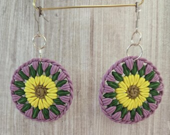 Clay Sunflower Earrings