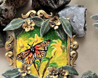 Hand Painted Monarch Brooch