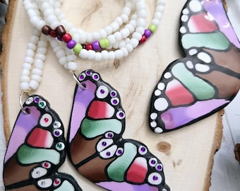 Abstract Multi color Monarch Butterfly Necklace