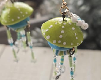 Lime Jellyfish Earrings