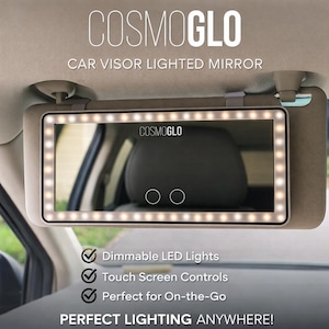 CosmoGlo Car Visor Lighted Mirror: Adjustable Tone & Brightness