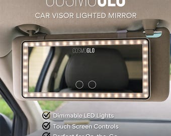 CosmoGlo Car Visor Lighted Mirror: Adjustable Tone & Brightness