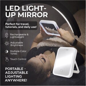 Espejo de maquillaje LED recargable para viajes: tocador portátil con luz