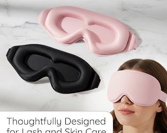 3D Contoured Sleep Mask, Light-Blocking, Blackout, Memory Foam Sleep Eye Cover for Travel