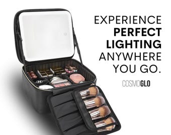 Lighted Makeup Case: Portable Travel Cosmetic Organizer with LED Mirror