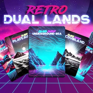 Retro Dual Lands | Outrun Style | 10x Proxies Deck Upgrade Package