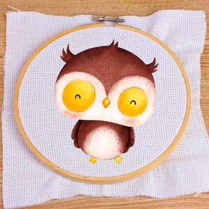 Baby Owl Cross Stitch Pattern, PDF Download