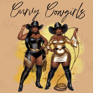 Black Cowgirl Clipart PNG Plus Size Western Sublimation Art Black Girl African American Graphic Design Stickers Mug T-shirt Designs