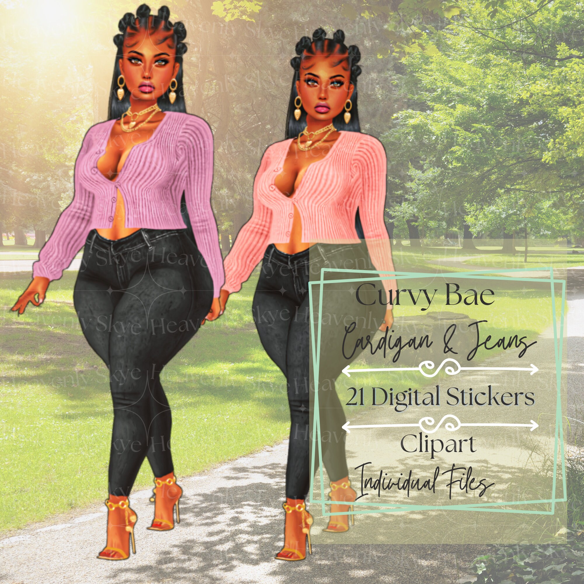 Curvy Black Woman Clipart Plus Size Clipart Black Girl Etsy