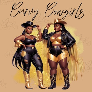 Black Cowgirl Clipart PNG Plus Size Western Sublimation Art Black Girl African American Graphic Design Stickers Mug T-shirt Designs