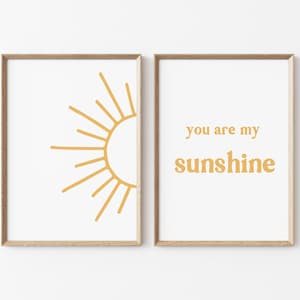 You Are My Sunshine Set of 2 Nursery Print, Boho Nursery Wall Art, You Are My Sunshine digital, Boho sunshine nursery decor neutral bedroom