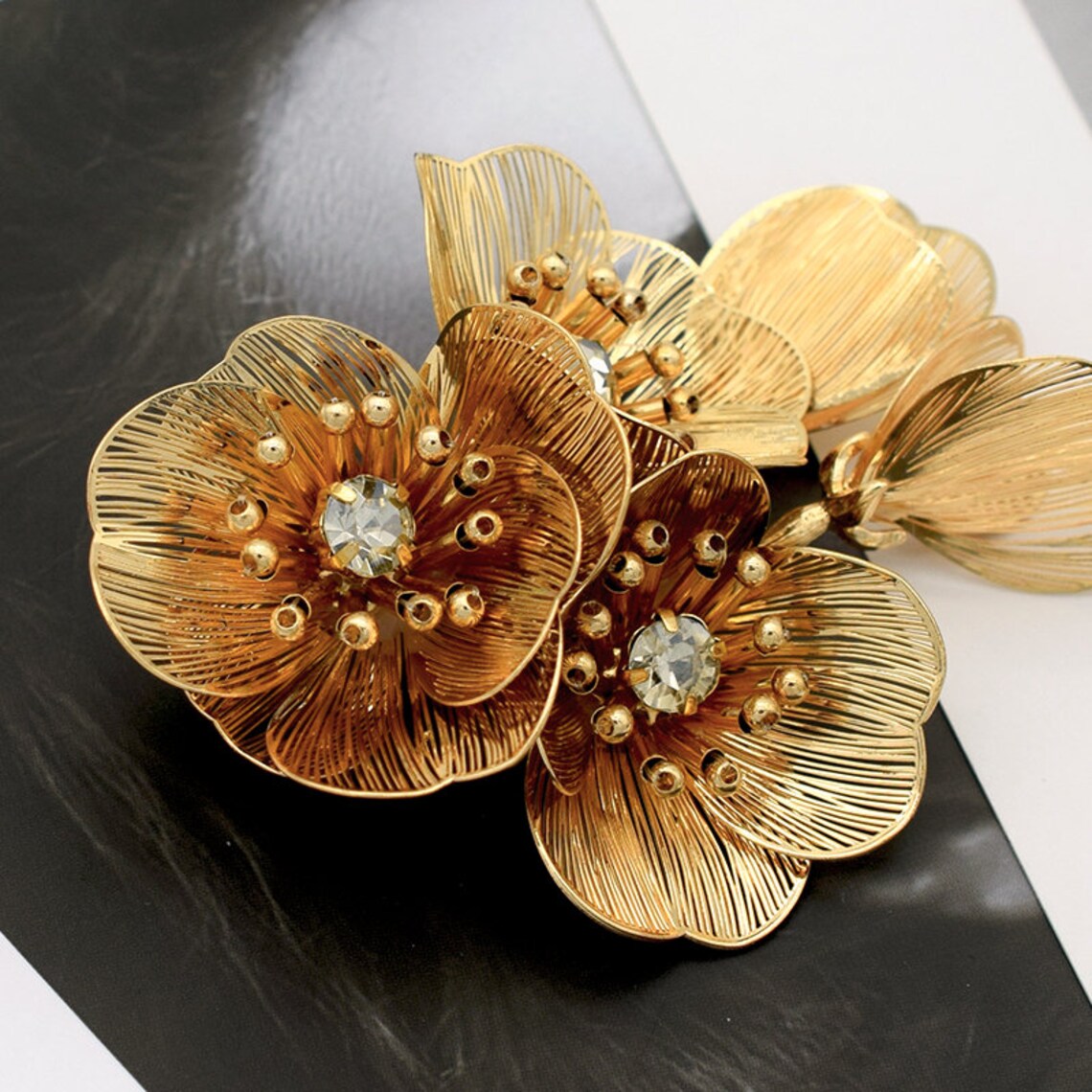 Zara Earrings Cascading Floral Earrings Gold and Silver Etsy UK