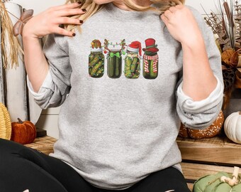 Felpa di Natale in salamoia, Felpa della stagione di inscatolamento, Camicia per gli amanti dei sottaceti, Maglione di sottaceti natalizi retrò, Girocollo di sottaceti, Maglietta di Capodanno