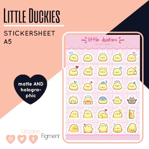 Kleine Entchen | Matte / Holographic Sticker Bogen | Niedliches Briefpapier | Kawaii Sticker Bogen