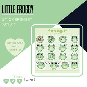 Fröschchen | Glossy / Holographic Sticker Bogen | Niedliches Briefpapier | Kawaii Sticker Bogen