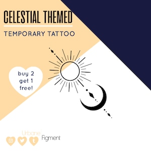 Himmlisch temporäres Tattoo | Sonne und Mond Tattoo