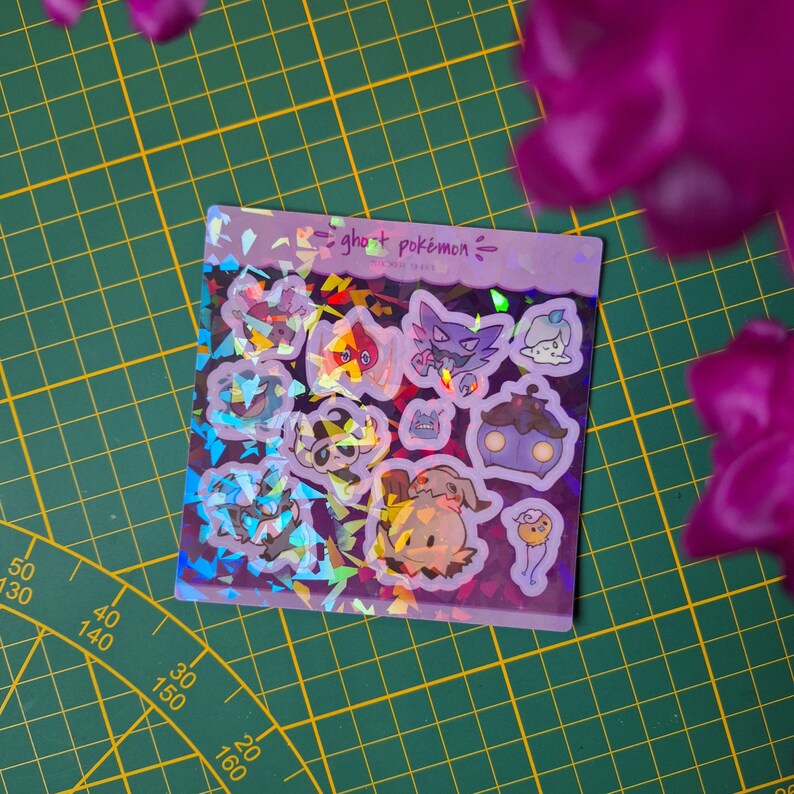 Ghost Pokémon Glossy / Holographic Sticker Sheet | Gastly / Haunter ...