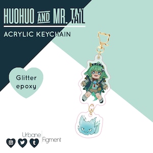 Huohuo and Mr. Tail Honkai Star Rail Acrylic Keychain | Glitter Epoxy | Connection Charm