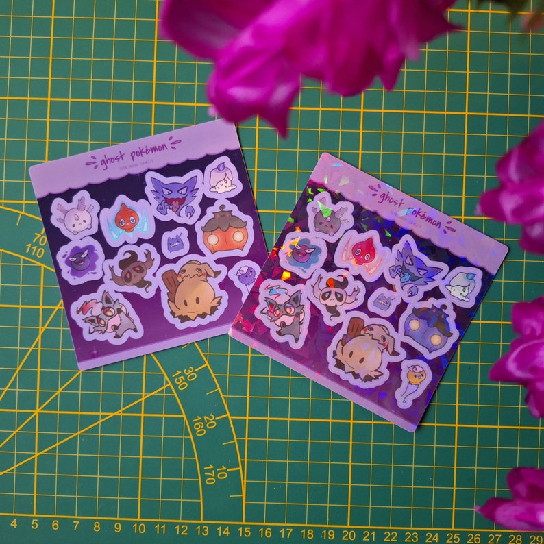 Ghost Pokémon Glossy / Holographic Sticker Sheet | Gastly / Haunter ...